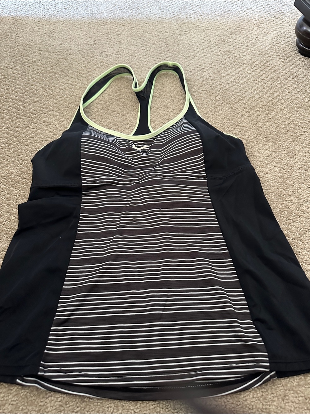 Nike Black & Lime Green Striped Racerback Tank